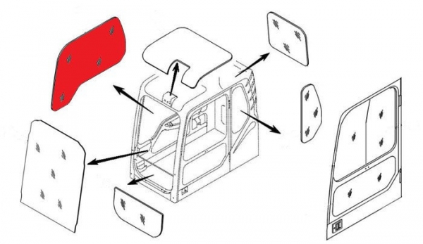 Стекло кабины правое (триплекс) 903-00072A DOOSAN / DAEWOO DX140